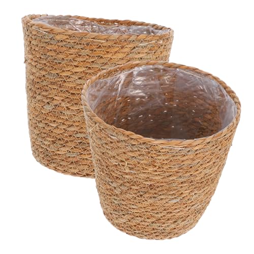 2 Piezas Cestas Tejidas para Plantas de Macetas Decorativas de Almacenamiento Práctico Contenedores Accesorios Único para Decoración