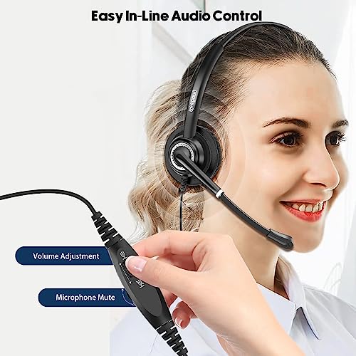Beebang BNG612004 Telephone Headset With Microphone Noise Canceling For Office Landline Deskphone, With Mic Mute Volume Controller thumb #1