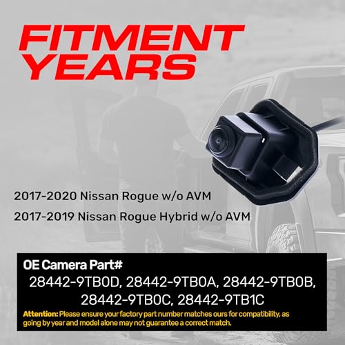 Image of Master Tailgaters Replacement for Nissan Rogue w /o AVM (2017-2020), Rogue Hybrid w /o AVM (2017-2019) Backup Camera OE Part # 28442-9TB0D, 28442-9TB0A, 28442-9TB0B, 28442-9TB0C, 28442-9TB1C