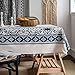 Retro lniany bawełniany obrus z nadrukiem niebieski i biały porcelanowy obrus domowy pokrowiec na stół do jadalni do prostokątnych stołów - niebieskie grille okienne, 140 x 200 cm