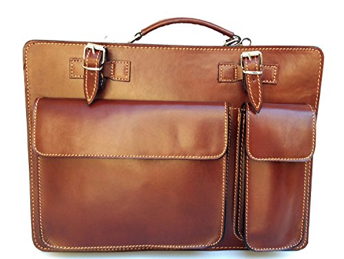Cartera de mano para hombre XL marrón de gran volumen y distribución optimizada