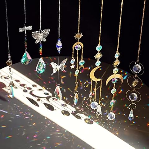 Colorful Crystal Suncatcher Pendants Rainbow Maker Hanging Glass Prisms Ornaments Decor for Window Home Garden(Pack of 8) Cover