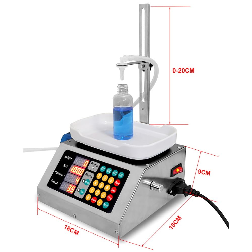 Máquina de llenado de líquidos, llenadora de pesaje automática con velocidad ajustable, caudal máximo de 1200 ml/min, altura ajustable para aceites esenciales, perfumes, líquidos orales