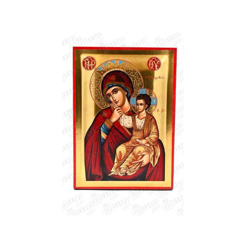 Icône Vierge Marie Paramythia or sérigraphie, art mural orthodoxe grec