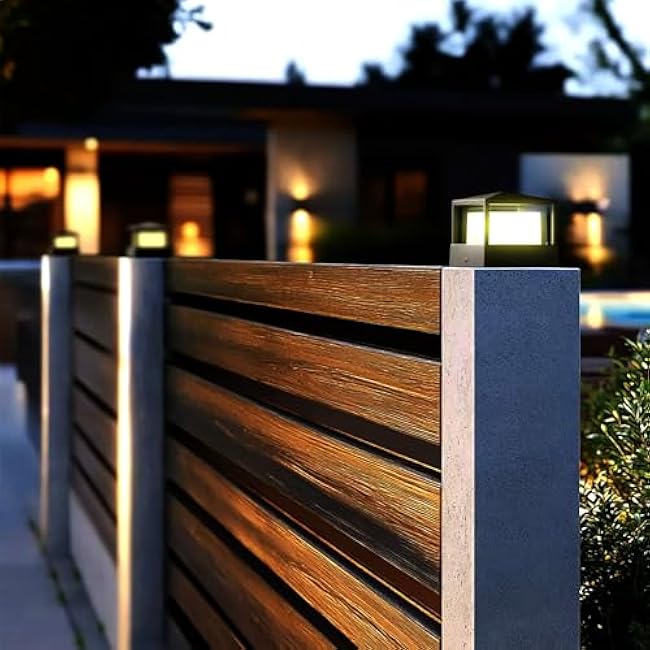 Pillar Lights,Square 5 X 5 in Outdoor Post Light,Outdoor Column lamp, Deck/Fence/Post Cap Lights,lamp Post,High Voltage Wired Waterproof Aluminum Post Light,IP65 (Square, 5X5IN)