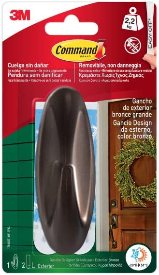 Command Large Bronze Outdoor Metal Design Hook 17083BZ-AW