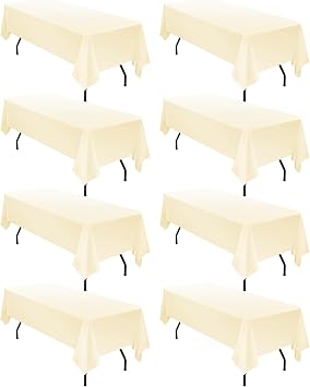 8 Pack 60 x 102 Inch Tablecloth, Beige Tablecloth for 6 Feet Rectangle Tables, Stain and Wrinkle Resistant Washable Fabric Table Cloth for Wedding Party Dining Table Buffet Parties and Camping