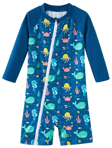 Image of UMELOK Baby Boys' Swimsuit Full Zip UPF 50+ Sun Protection Swimwear