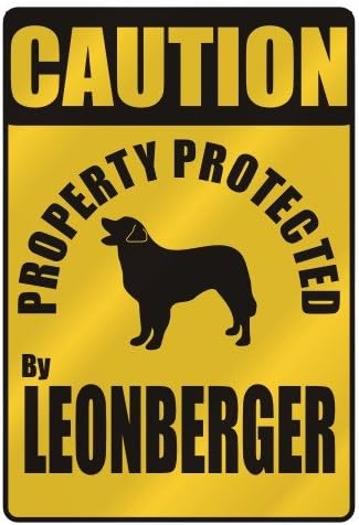 CAUTION " PROPERTY PROTECTED BY LEONBERGER " PARKING SIGN DOG