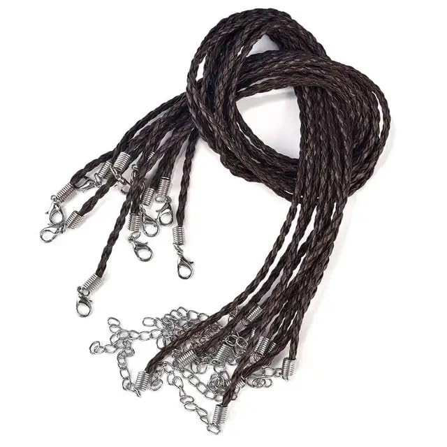 El Regalo 10 PCs Braided Leather Cord Plaited Rope Necklace with Lobster Clasp Extended Chain (Black) (B0D7SHYJ9D) Amazon Price History, Amazon Price Tracker