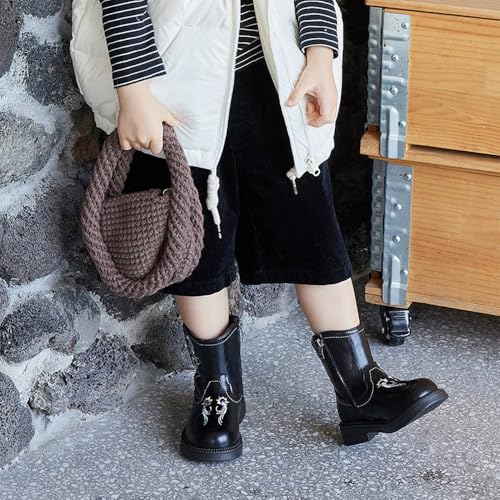 Toddler Girls Classic Western Cowboy Boots Youth Cowgirl Boots with Embroidered and Zipper Design Little Big Kids Western Riding Shoes3