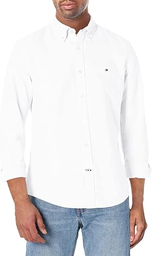 Tommy Hilfiger Camisa Oxford de manga larga con botones para hombre en ajuste regular