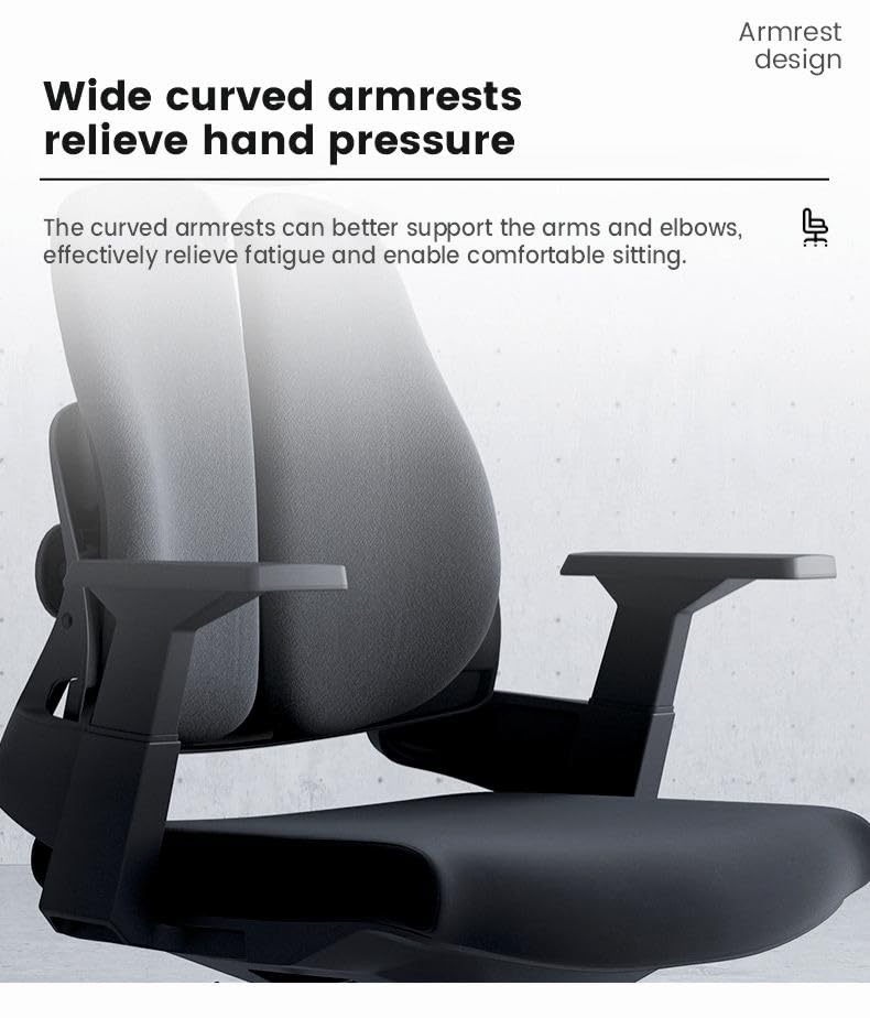 Image of Truback Ergonomic Office Chair for Long Working Hours | Mesh Back, 180 KG Weight Capacity, Rotating, Adjustable & Breathable Work Chair (Black)