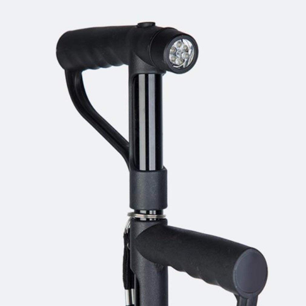 Muletas para Ancianos, bastón de Aluminio Plegable de Cuatro Patas, bastón telescópico de Doble Mango Multiusos Interesting