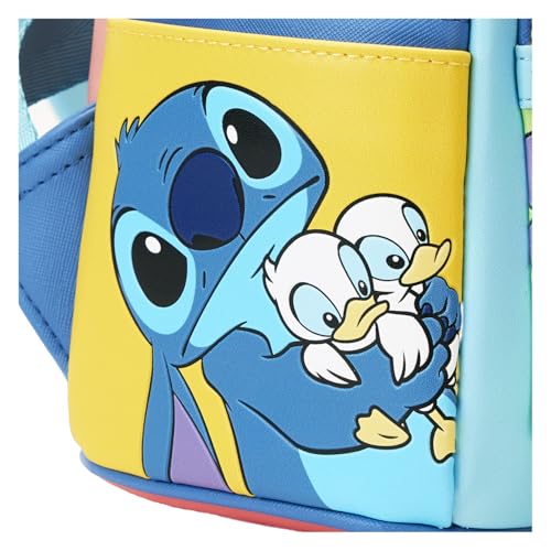 Image of Loungefly Disney Stitch Color Block Mini Backpack Handbag Double Strap Shoulder Bag
