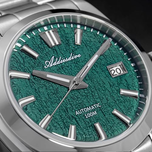 Image of ADDIESDIVE 39mm Automatic Watches for Men - AD2075 NH35 Mechanical Movement Bark Texture Dial Sapphire Crystal Luminous Wristwatch, 100M Waterproof
