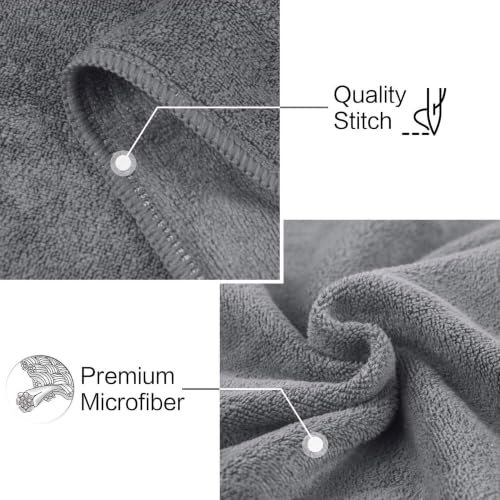 Image of Pack of 6 Microfiber Cloth for Car Drying - 60x40cm Car Cleaning Cloth 400 GSM Superior Softness, Super Water Absorbent Towel for Car, Bike and Household Cleaning - Grey