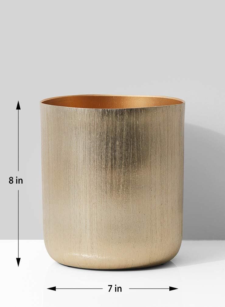 Serene Spaces Living Gold Cylinder Vase, Fancy Flower Vase Used as Elegant Table Centerpieces & Wedding Vase, Home Decor, Measures 8" Tall & 7" Diameter