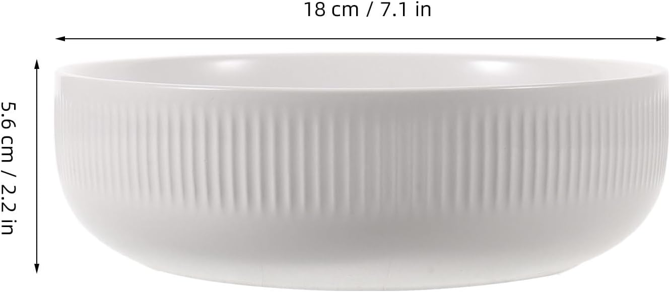 Ipetboom Ribbed Ceramic Fruit Salad Bowl, 7" Large Round, Microwave Safe