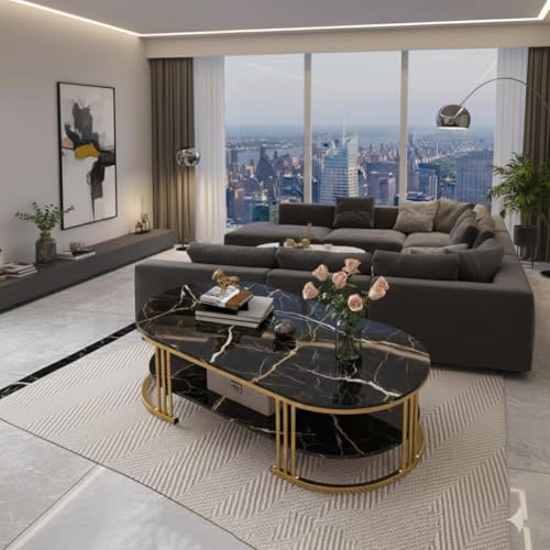Image of Coffee Table Centre Table (Black Gold, Full)