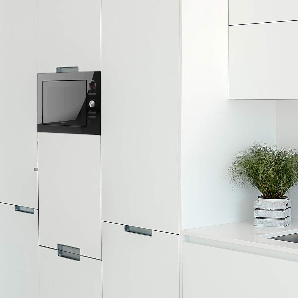 Cecotec Microondas encastrable Digital GrandHeat 2590 Built-In Black. 900 W, Integrable, 25 Litros, Táctil, Grill 1000 W, 8 Funciones preconfiguradas, Temporizador