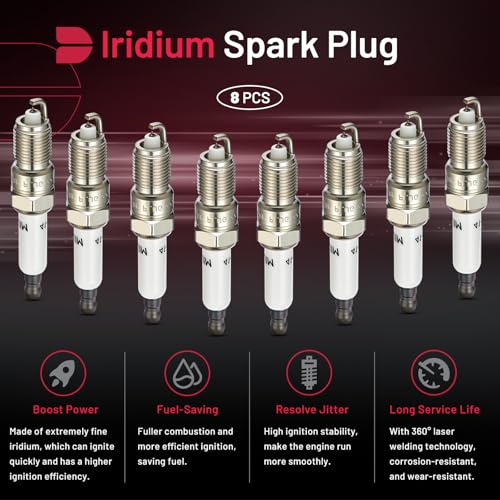 Image of BDFHYK Set of 8 Iridium Spark Plug Compatible with Buick Allure,Compatible with Cadillac ESV CTS, Tahoe, Yukon, H2, Firebird 4.8L 5.3L 5.7L 6.0L 6.2L 6.6L 7.0L 8.1L V8 Replacement for 41-110