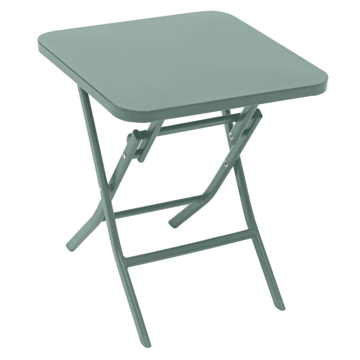 HESPERIDE - Table d'appoint de Jardin Carrée Greensboro Vert Olive - 40 x 40 cm - Acier Traité Epoxy Antirouille