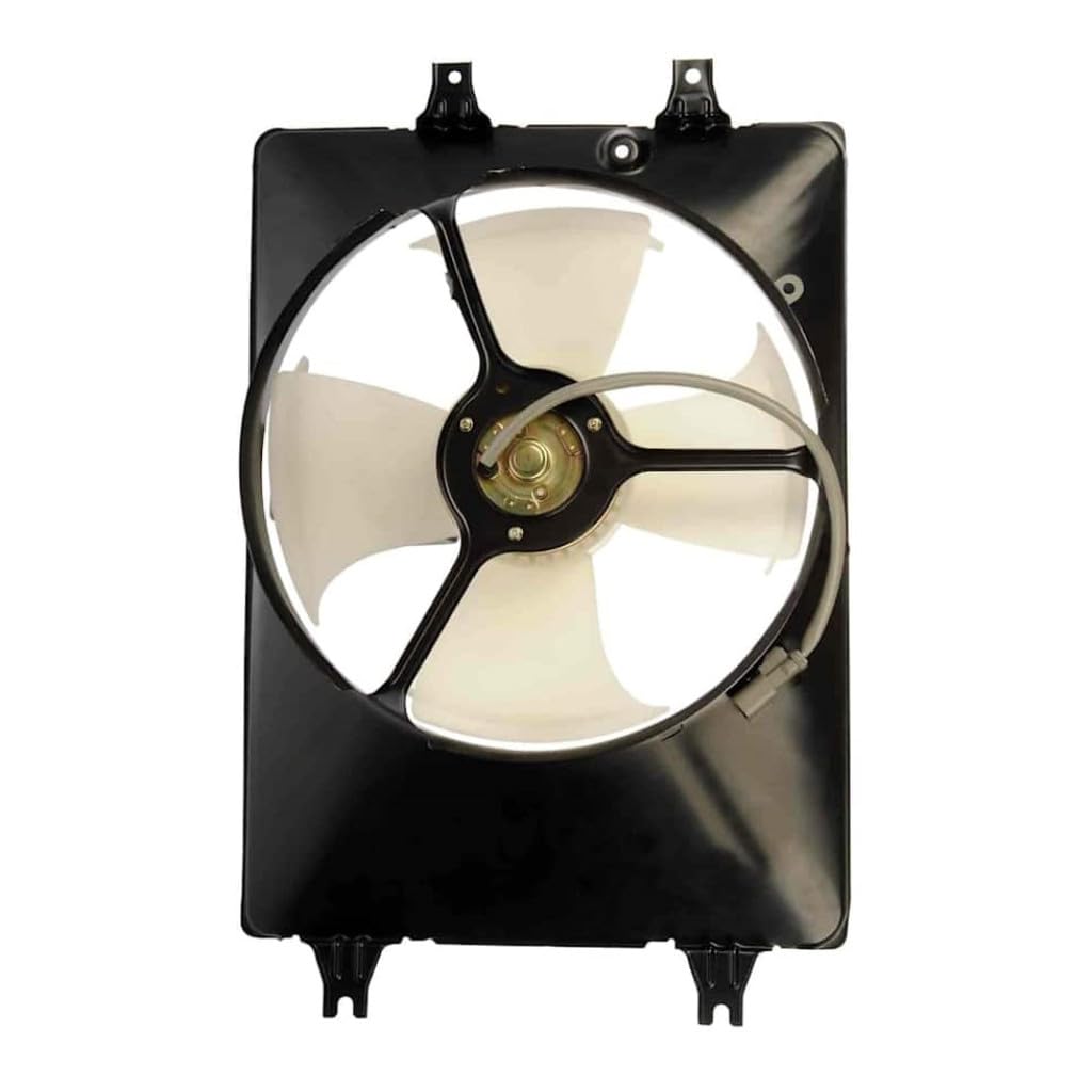 KarParts360 For Acura MDX 2003 2004 2005 2006 A/C Condenser Fan | Plastic Blade | Male Connector | Brushed Mount Type | Stamped Steel Shroud | 2 Terminal | Replacement For 38611-P8F-A01, 38615-PVJ-A00