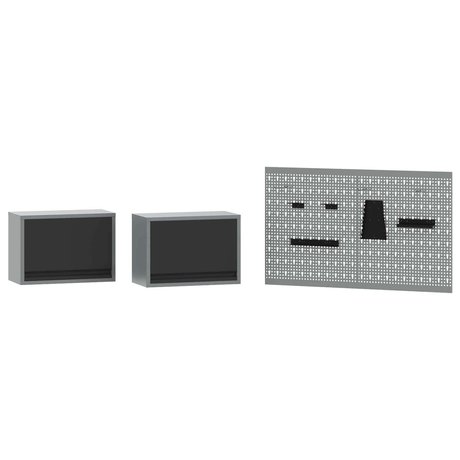 vidaXL Stół warsztatowy z szufladą 8 pcs Szary 100 x 55 x 200 cm Stal, Rozwiązania do przechowywania narzędzi, uchwyt na akcesoria, szafka z pojemnikami i półkami