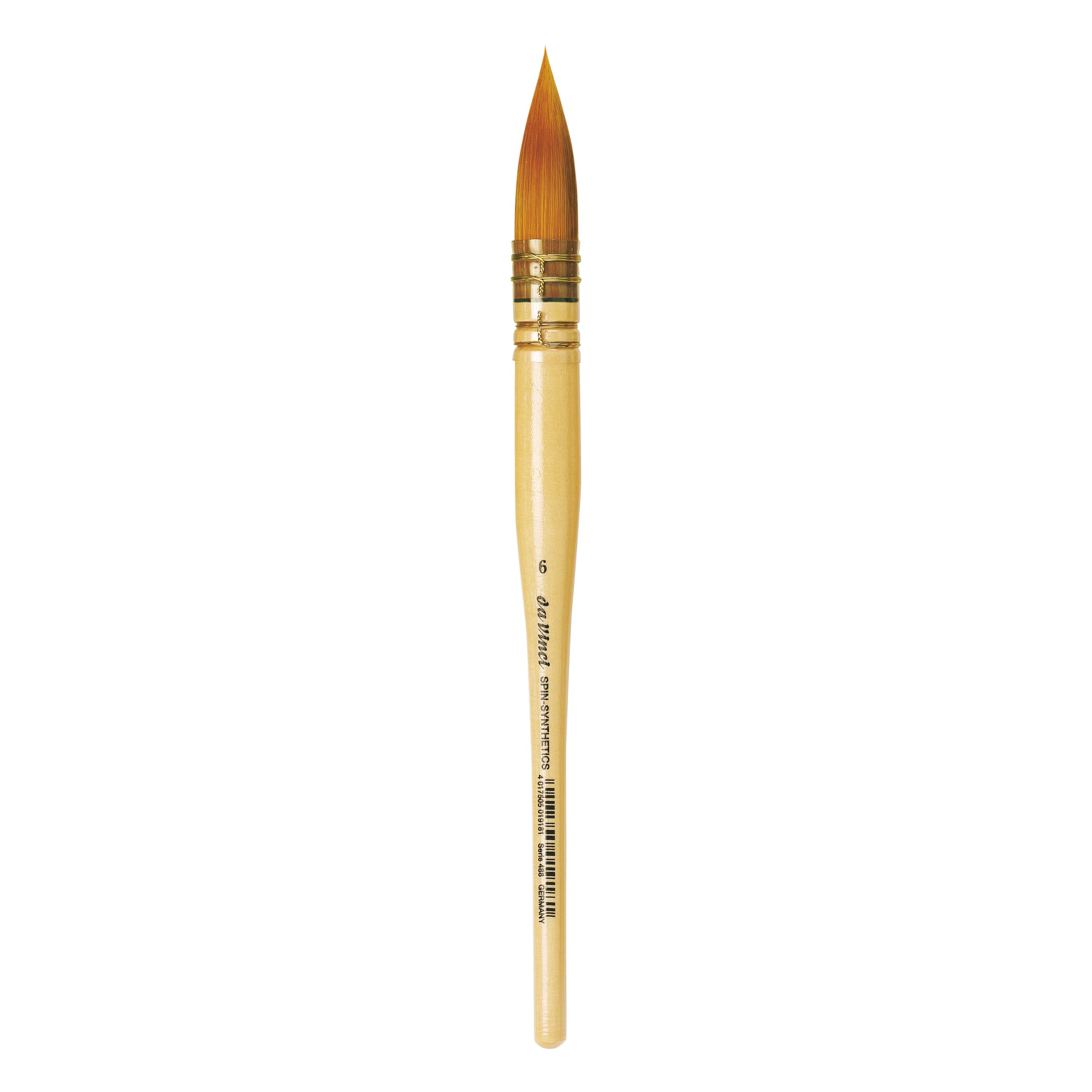 da Vinci Watercolor Series 488 CosmoTop Spin Paint Brush, Round Synthetic with Lacquered Natural Handle, Size 6 (488-06)