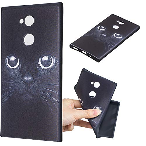 Qiaogle Teléfono Caso para Sony Xperia XA2 Ultra - Funda de TPU Silicona Carcasa Case Cover - HC30 / Negro Gato