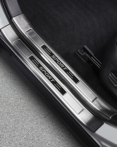 for Toyota RAV4 2025 2024 2023 2022 2021 2020 2019 Lower Door Sill Scuff Plate Guard, Premium Stainless Steel Inside Door Protector Trim Accessories Interior Door Entry Guard Plate Sticker- Silver