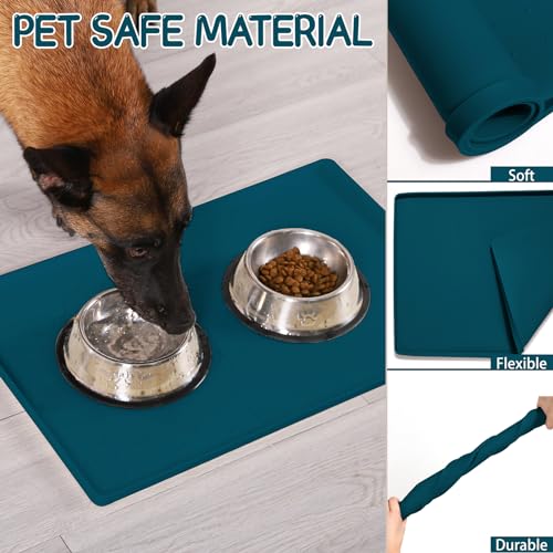 image for MateeyLife Silicone Cat & Dog Food Mat for Floors Waterproof, Anti-Sli