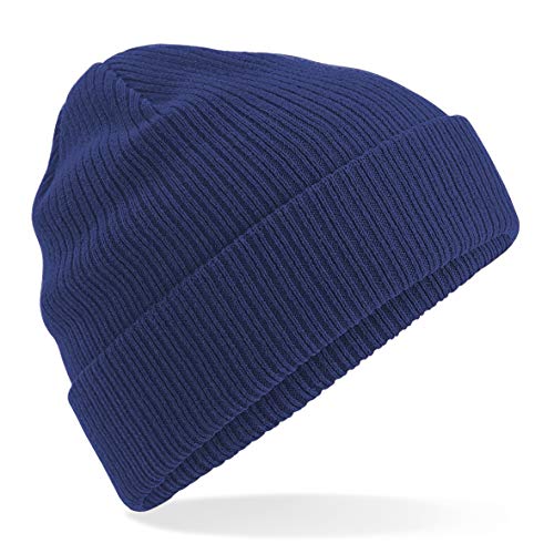 Beechfield Organic Cotton Beanie (B50) - Unisex Cotton Casual Winter Hat - Oxford Navy
