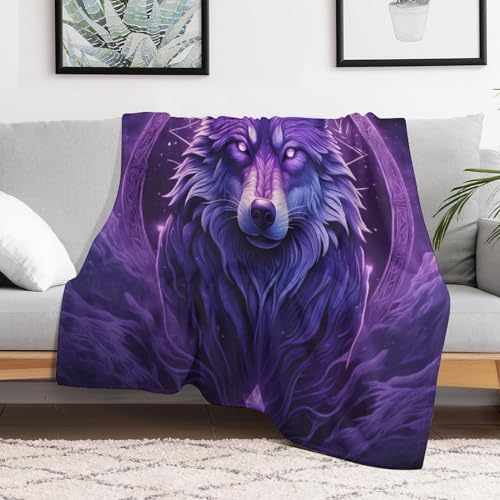 Couverture loup plaid doux pour éviter le froid sur le canapé