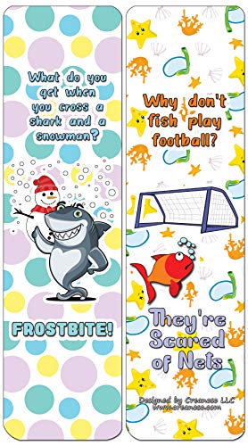Creanoso Funny Clean Jokes Bookmarks - Sea Creatures (12-Pack) - Stocking Stuffers Premium Quality Gift Ideas For Children, Teens, & Adults - Corporate Giveaways & Party Favors #TOP6