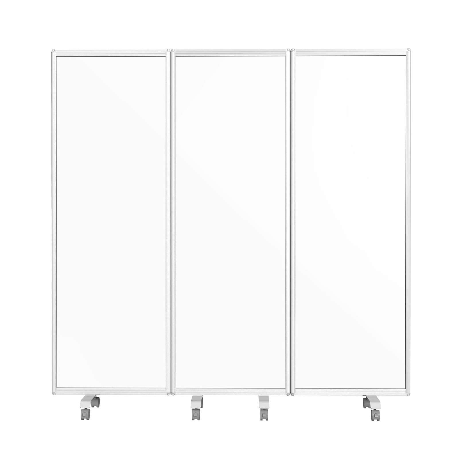 MoB Mobile Trennwand Raumteiler für Büro, Arbeitsplatz Innen faltbare & flexible Präsentationsboard mit beschreibbarer Oberfläche - Whiteboard mit Alurahmen - Magnetboard (Whiteboard, 180 x 180 cm)