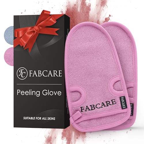 FABCARE Guanto Esfoliante Corpo Premium - Guanto di Crine - pulisce i pori del corpo e del viso - spugna doccia per peeling e scrub corpo - BONUS 2 ventose ed ebook - guanto peeling 2 pezzi