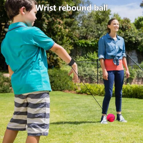 Bounce Ball mit Schnur, 6cm Handgelenk Return Ball, Basketball/Baseball/Tennis/Fußball an der Schnur, Gummi Springballs Reboundball für Kinder Erwachsene ältere Menschen zum Trainieren Spielen