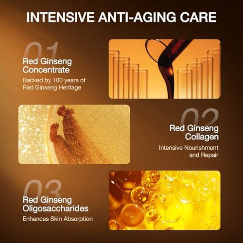 Donginbi Red Ginseng Power Repair Essential Skin Care Set - Hydrating Toner (4.4 floz), Korean Red Ginseng Essence with Collagen (4.4 floz), Firming Face Oil, Korean Skin Care Gifts for Women - Image 4