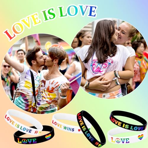 Image of JUNEBRUSHS 64pcs Pride Silicone Bracelets Pride Accessories Decorations
