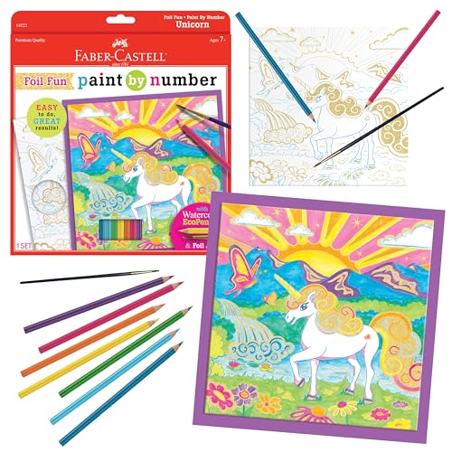Faber-Castell Paint by Number Foil Fun - Unicorns - Color and Display 1 Unicorn Paint by Number Board (Ages 7+)