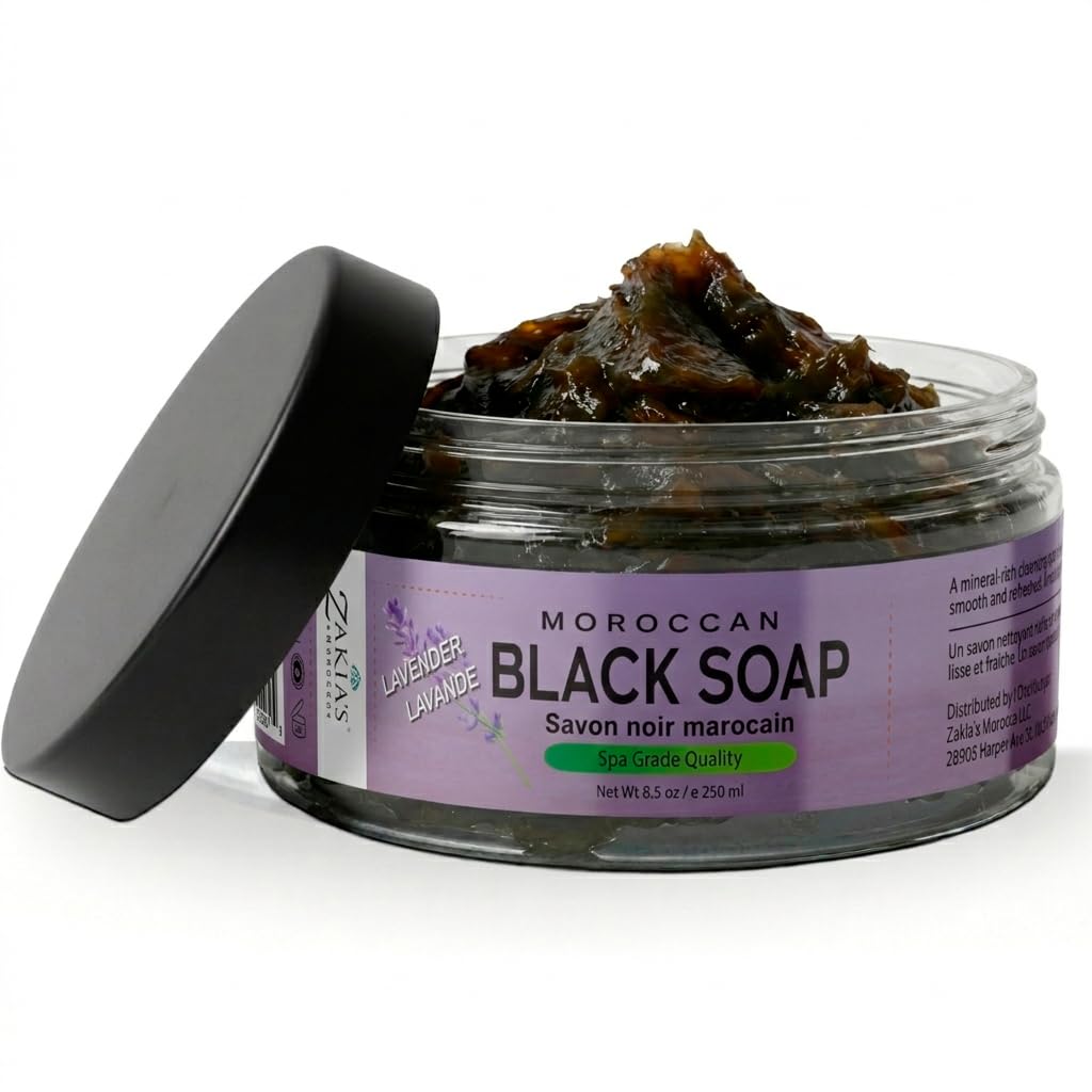 Amazon.com : Zakia's Moroccan Glow Ritual Lavender Black Soap (8.5