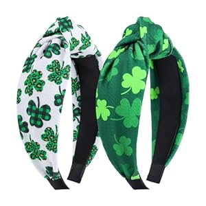 YanJie Knotted Clover Shamrock Headbands Wide Hair Bands for Women and Girls St Patricks Day Party Gifts