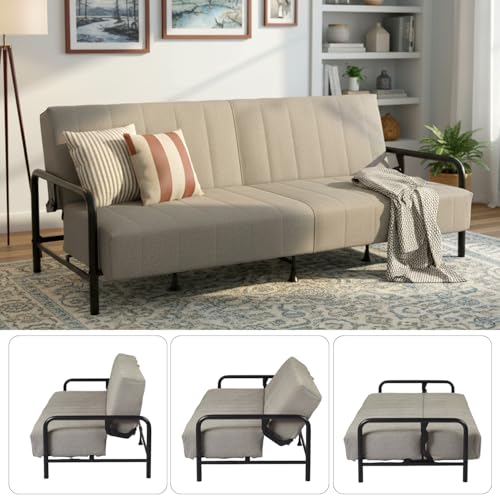 Catálogo de Sofa Cama Top 5. 49 HOMEMAKE FURNITURE Sofá Cama Matrimonial Multifunción Convertible Tipo Futón, Respaldo Ajustable y Nueva Tecnología de Resortes, Estructura Metálica, para Sala, Recámara,...