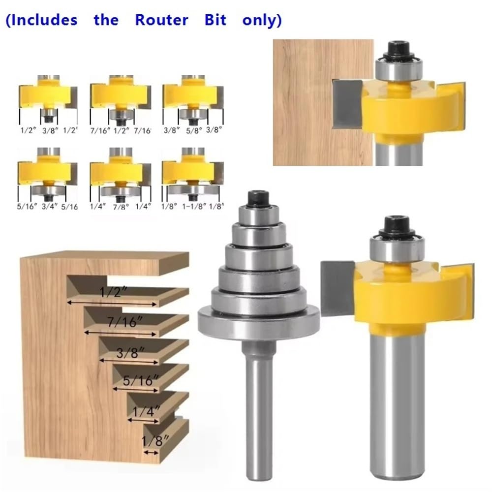 2 Piezas Rebaje Fresa de Trabajo de la Madera con 6 Rodamientos Set