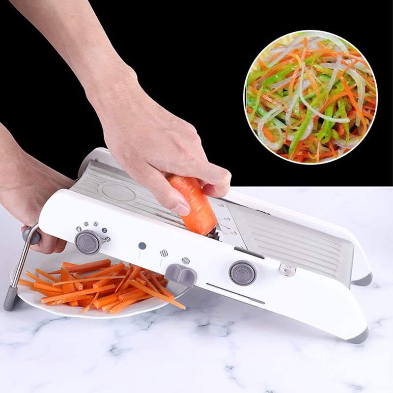 Mandolinenschneider für Die Küche, Profi Mandoline Aus Verstellbarer Edelstahl Gemüsehobel, Multifunktionaler Küchen Gemüseschneider, Chicken Shredder mit Rutschhemmender Griff, für Gemüse
