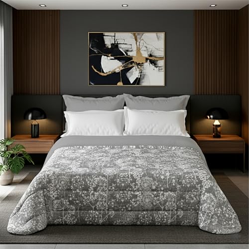 Zucchissime Trapunta Matrimoniale Premium, Microfibra Extra-Soft, Anti-Acaro e Anti-Odore, Design Geometrico Elegante, Made in Italy (Creta Grigio, Matrimonile)