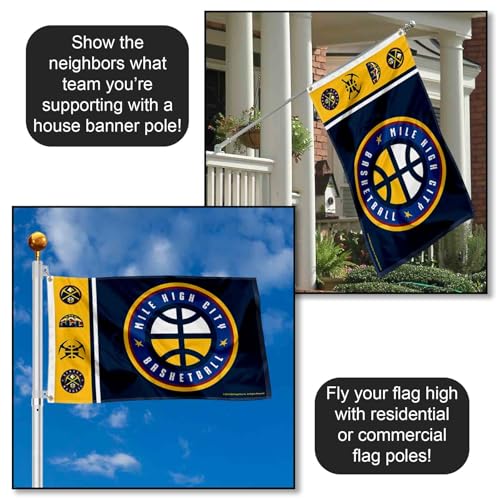 Drapeau Denver Nuggets grand format avec œillets en finition de qualité supérieure - 3