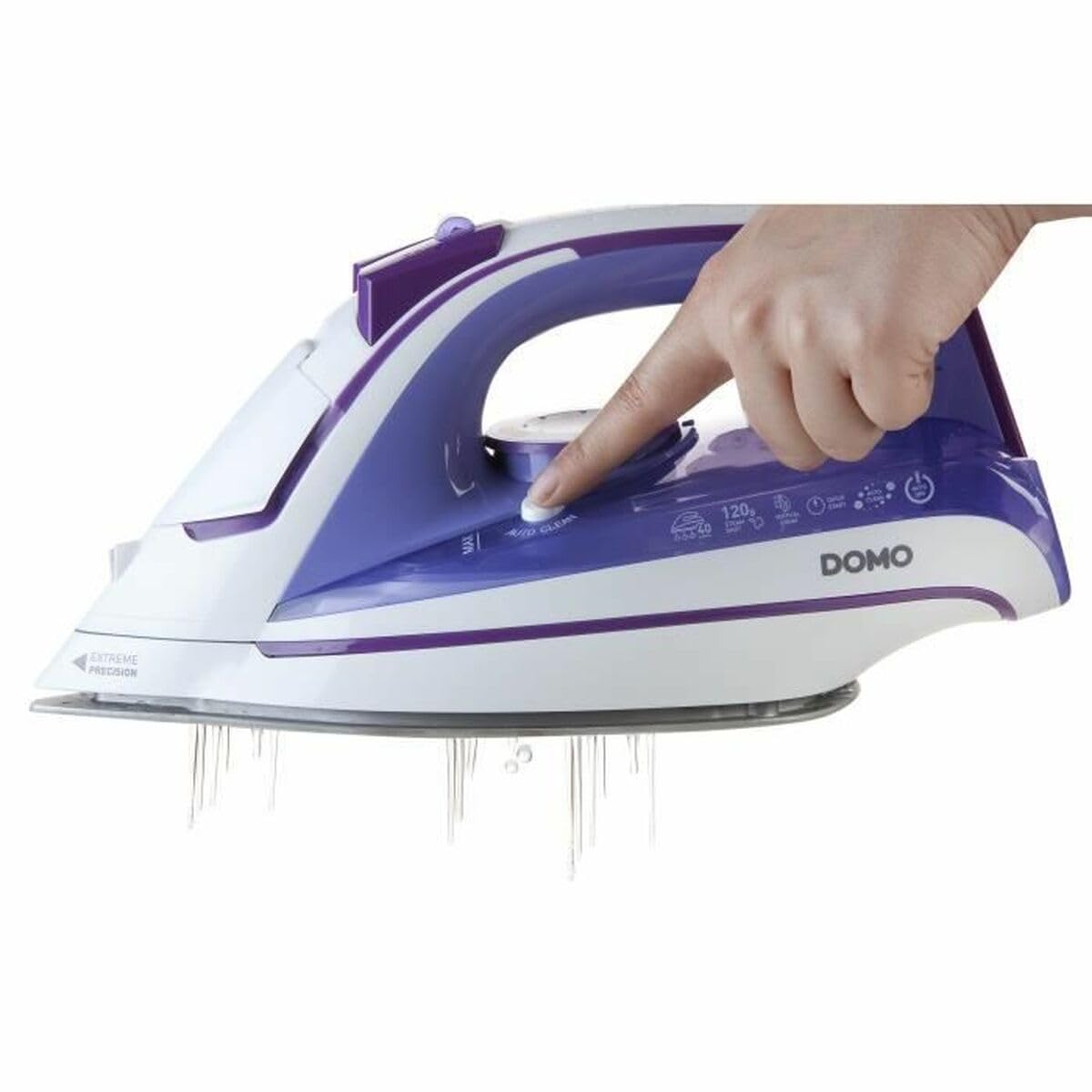 Domo DO7052S - Plancha (Plancha a vapor, Suela de cerámica, 120 g/min, Color blanco, 40 g/min, 0,3 L)